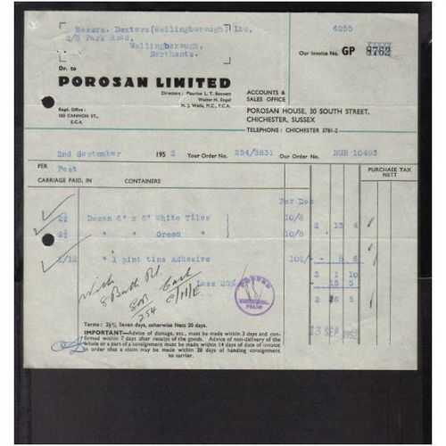 POROSAN LTD,SOUTH ST, CHICHESTER ,SUSSEX, 2SEP52