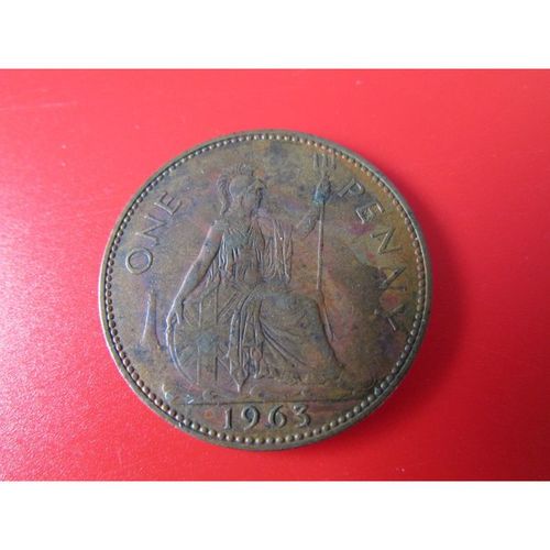 1963 QUEEN ELIZABETH II ONE PENNY - COIN - 2 FREE POST. Q