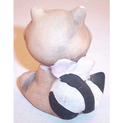 KAE Studio Canada Sitting Girl Raccoon Figurine, Handcrafted Stoneware