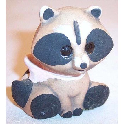 KAE Studio Canada Sitting Girl Raccoon Figurine, Handcrafted Stoneware