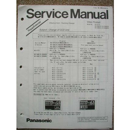 SERVICE MANUAL Panasonic Supplement for NV-S77E NV-S88E etc