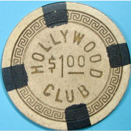 Hollywood Club. $1 Vintage Casino Chip. Toledo, OH. Illegal. Z04.