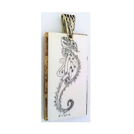 Scrimshaw Seahorse Pendant 2