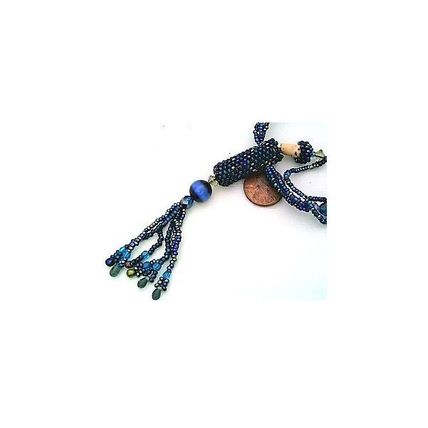 Dark Blue Beaded Aroma Therapy Vial Necklace 1