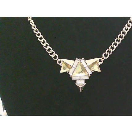 Gold Tone Crystal Glass Spike Necklace