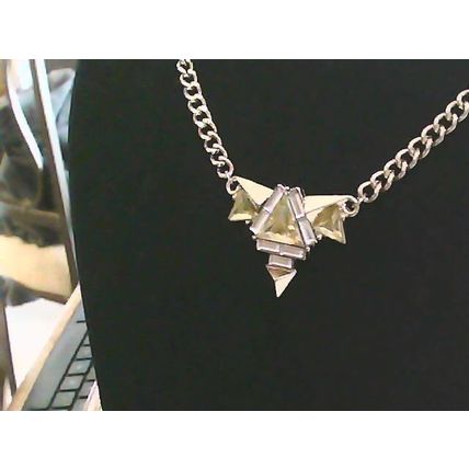 Gold Tone Crystal Glass Spike Necklace