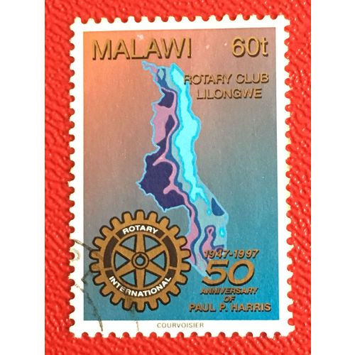 Malawi 1997 Rotary 50th Anniv Death Paul Harris 60t Map Used SG 961 Sc 663 stamp