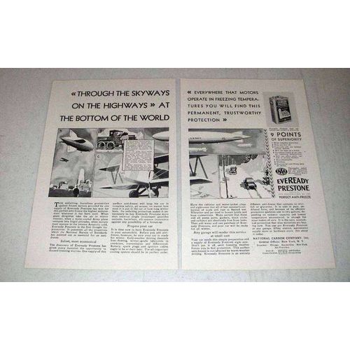 1929 Eveready Prestone Anti-Freeze Ad - Skyways