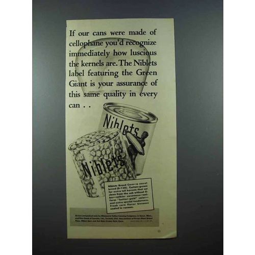 1939 Green Giant Niblets Corn Ad - Cellophane