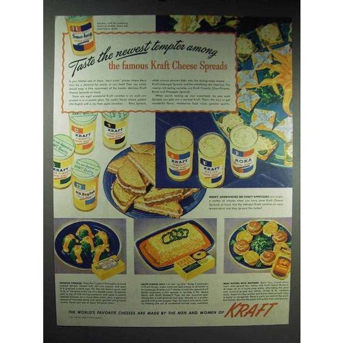 1947 Kraft Cheese Spreads Ad - The Newest Tempter