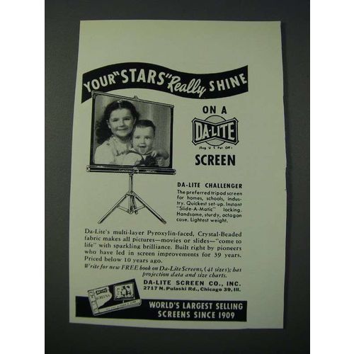 1948 Da-Lite Challenger Screen Ad - Your Stars Really Shine