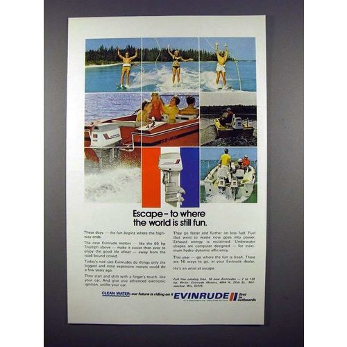 1972 Evinrude 65hp Triumph Outboard Motor Ad!
