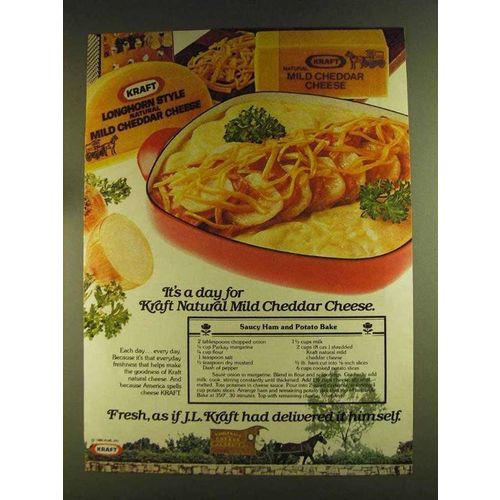 1980 Kraft Natural Mild Cheddar Cheese Ad - Saucy Ham