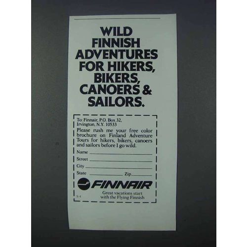 1981 Finnair Airlines Ad - Wild Adventures