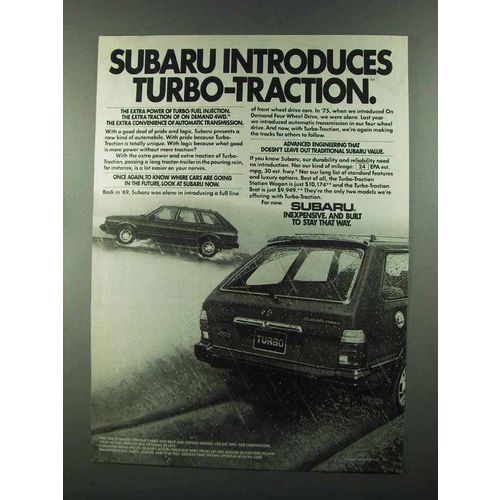 1983 Subaru Turbo-Traction Station Wagon and Brat Ad
