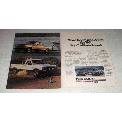 1986 Forde Ranger Supercab Truck Ad - Room and Zoom