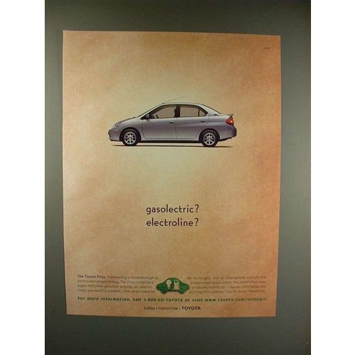2000 Toyota Prius Car Ad - Gasolectric? Electroline?