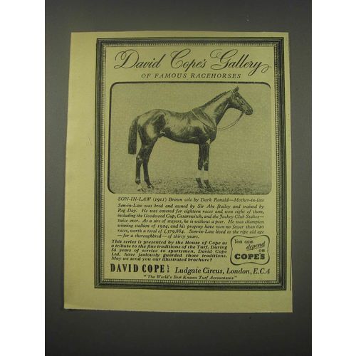 1949 David Cope Ltd. Ad - Gallery of Famous Racehorses Son-in-Law (1911)