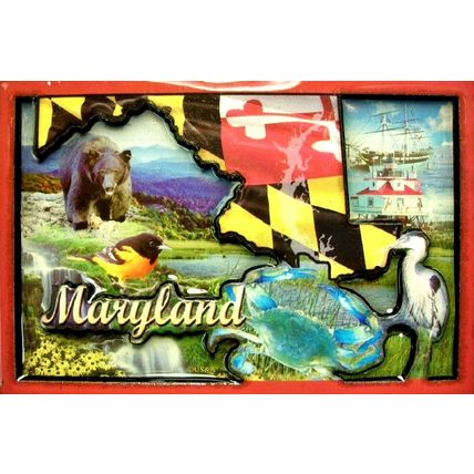Maryland Flag Cartoon Collage Fridge Magnet