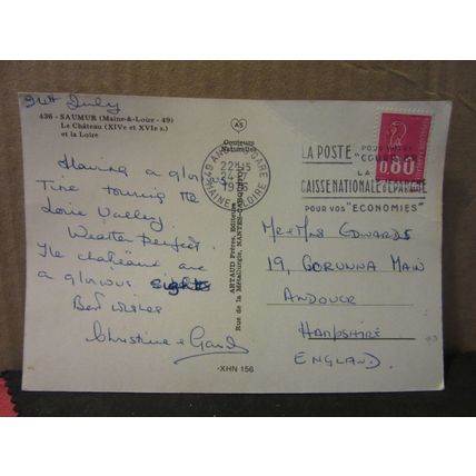LE CHATEAU, SAUMUR, FRANCE used vintage postcard 1976 pm =