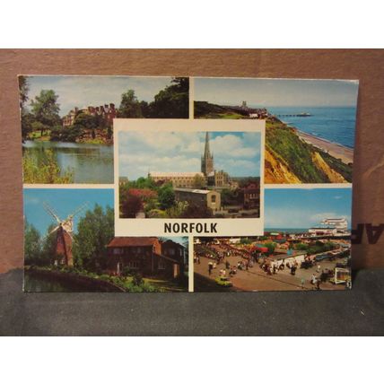 NORFOLK county multiview used vintage postcard 1971 pm #