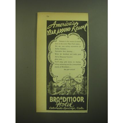 1945 Broadmoor Hotel Advertisement - America's year around resort
