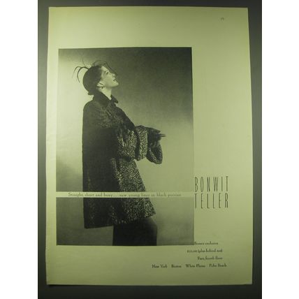 1948 Bonwit Teller Persian Fur Coat Ad - Straight, short and boxy