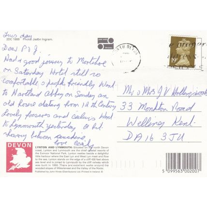 River Lyn Lynmouth Devon Hinde Postcard 1995 posted VGC