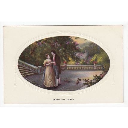 Under the Lilacs Romantic Greetings Art Postcard Philco 2150A