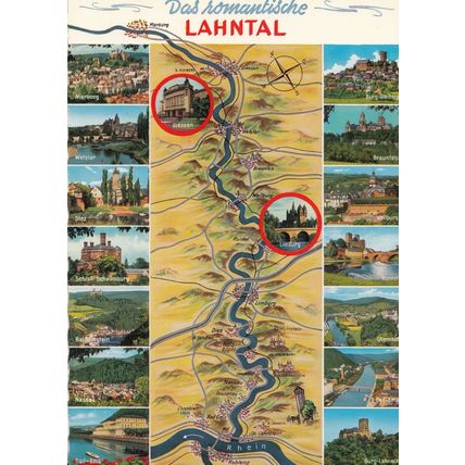 Lahntal German Map Postcard