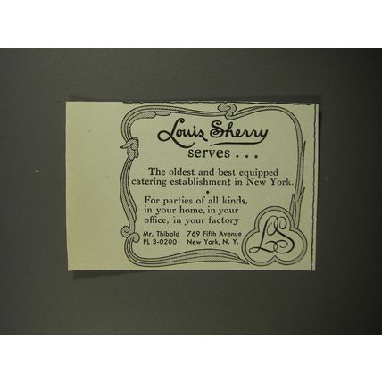 1953 Louis Sherry Catering Ad - Louis Sherry Serves