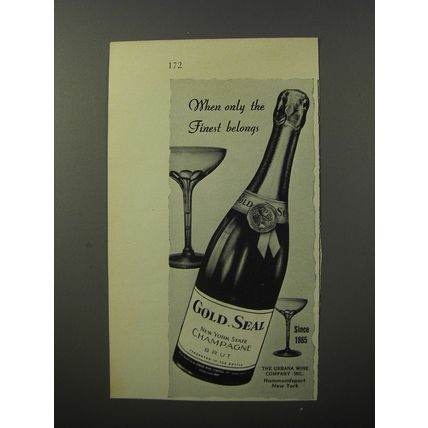 1953 Gold Seal Champagne Advertisement - When only the finest belongs