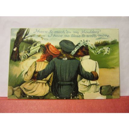 on my shoulders humour used antique postcard 1911 pm #