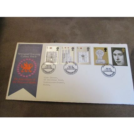 1969 GB FDC Cover -Prince Charles Investiture @ Caernarvon Castle, Wales
