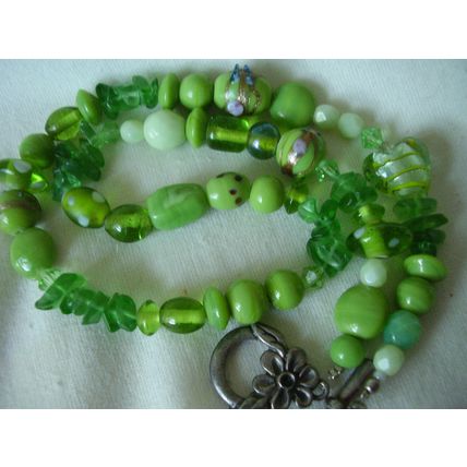 Vintage Necklace Christian Dior Murano Venetian Lampwork Green Glass Bead Chain