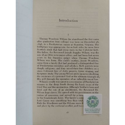 THE POLITICAL THOUGHT OF WOODROW WILSON edited by E DAVID CRONON