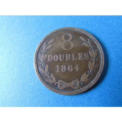 1864 GUERNSEY EIGHT DOUBLES FREE POST.