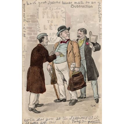 Subtraction Flat To Rent Landlord Tenant Old Comic Postcard
