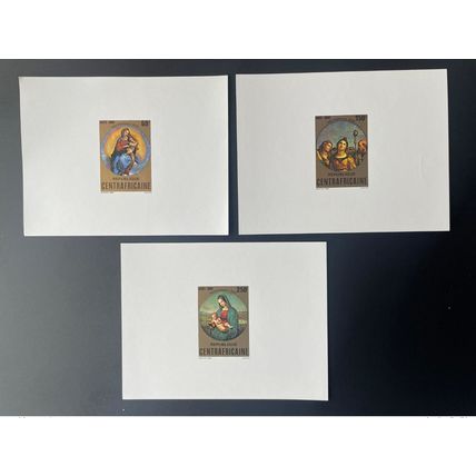 Centrafrique 1980 Mi. 702 - 704 Epreuve De Luxe Proof Raphaël Art Noël Christmas