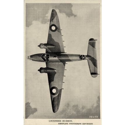 Valentine’s postcard Lockheed Hudson bomber aircraft. Unposted
