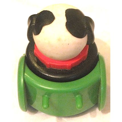 Vintage 1991 Fisher Price Little People Chunky Dog Black White 2" w/Green Cart