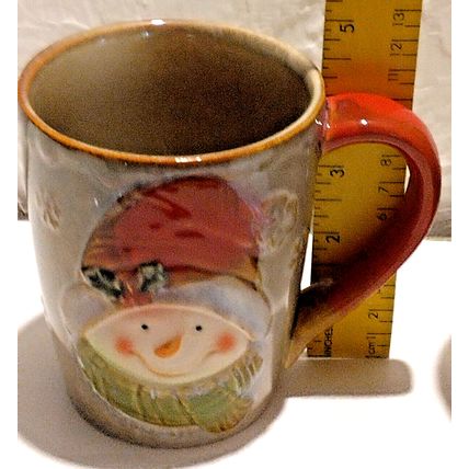 2 Snowman Christmas Mugs Ceramic 12 oz Holiday Hot Cocoa Coffee Tea Hot Cider