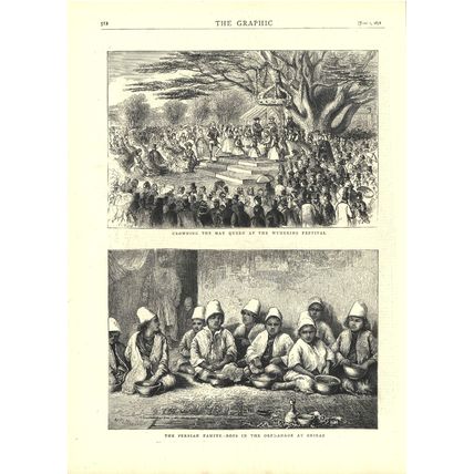 MAY QUEEN WYMERING FESTIVAL - PERSIAN FAMINE 1872 VICTORIAN ENGRAVINGS
