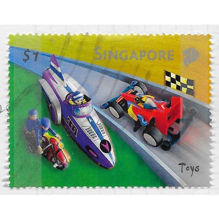 SINGAPORE 2002 TOYS RACING CAR CHEQUER FLAG $1 USED