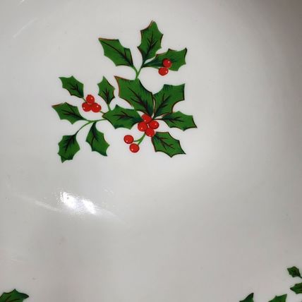 Royal Norfolk Cereal Bowl Christmas Holly Leaves & Berried, Rim, No Trim