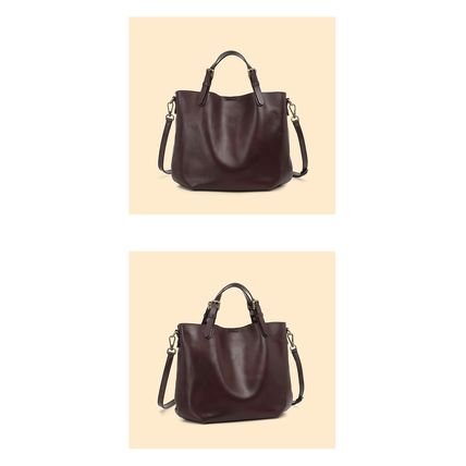Genuine Leather Women Top Handle Shoulder Purses and Handbags Brown