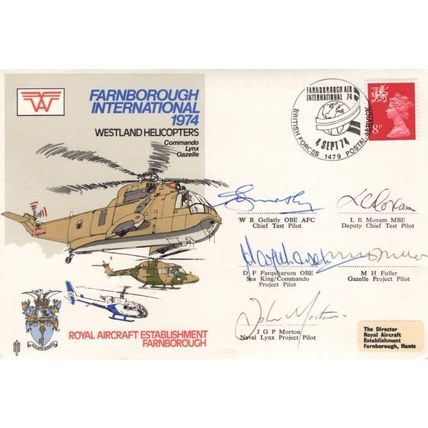 Westland Helicopters 5x Autographs RAF Farnborough Air Display Hand Signed 1974