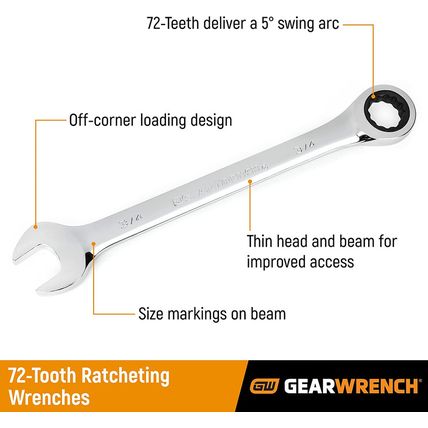 GEARWRENCH 12 Pt. Ratcheting Combination Wrench, 27MM - 9127D