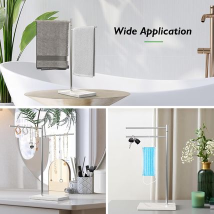 Luxspire Marble Hand Towel Holder, Free Standing Hand Towel Stand, Natural Marbl