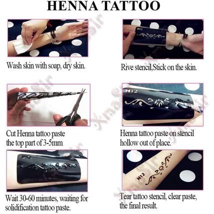 Xmasir Pack of 24 Sheets Henna Tattoo Stencil Kit/Temporary Tattoo Templates